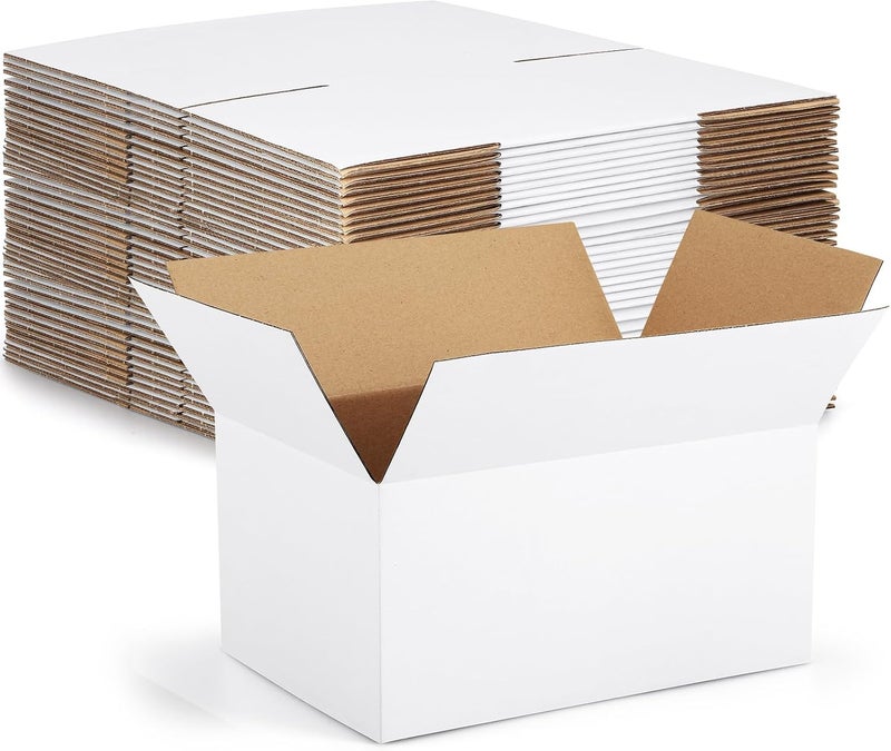 Eupako 10x7x5-Small-Shipping-Boxes-30-Pack-White-Corrugated-Box-Mailers, Cardboard Boxes for Packaging Small Business, Mailing - Image 1